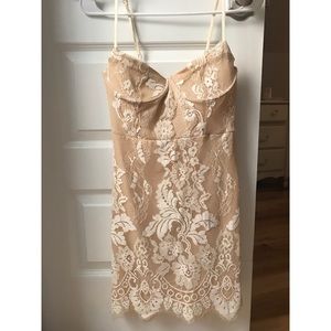 Nude White Lace Dress